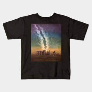 Galaxy Over Stonehenge Kids T-Shirt